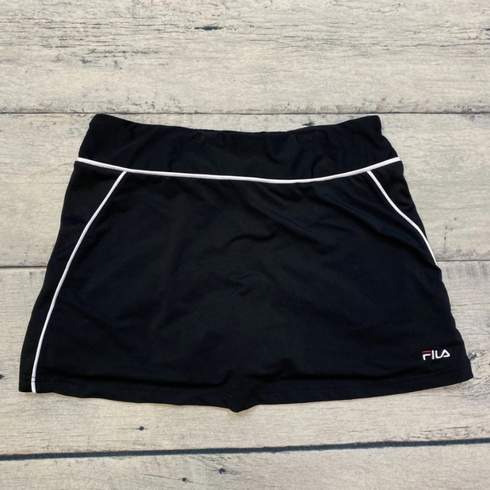 FILA Black Tennis Mini Skirt w/Ball Shorts EUC sz L
